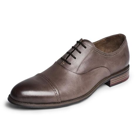 Bàn chân tròn thời trang đàn ông giày, dây chuyền lên OEM màu nâu đậm Oxford giày