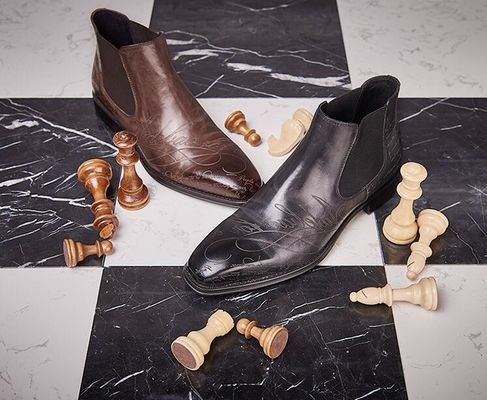 Hình thức Casual Đàn ông Giày chân đòn gối Bàn chân tròn Da Đàn ông Dây lên giày kéo