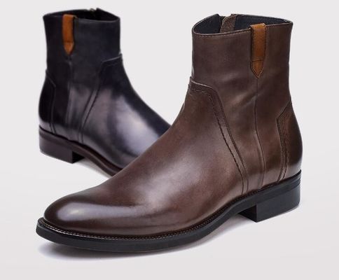 Anh điêu khắc Leisure Mens Gót mắt cá chân Pointed Toe Brogue phong cách giày Chelsea