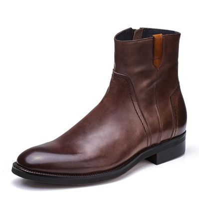 Anh điêu khắc Leisure Mens Gót mắt cá chân Pointed Toe Brogue phong cách giày Chelsea