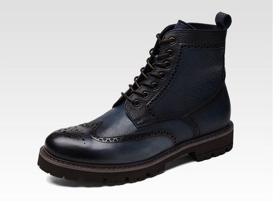 Đen / nâu Đồ đàn ông da Brogue mắt cá chân giày cao gót móng phong cách