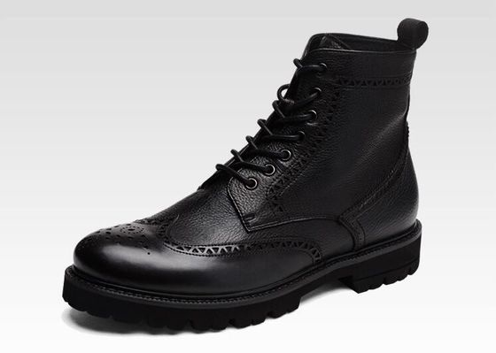 Đen / nâu Đồ đàn ông da Brogue mắt cá chân giày cao gót móng phong cách