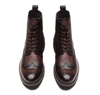 Đen / nâu Đồ đàn ông da Brogue mắt cá chân giày cao gót móng phong cách