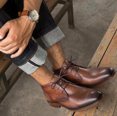 Chukka Suede Da Đàn ông Da Casual Giày màu nâu Đàn ông Dent Up Giày dép