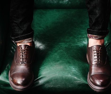 Giày đan xen kiểu đàn ông da giày giày đẹp Goodyear giày giày với hai ngón chân