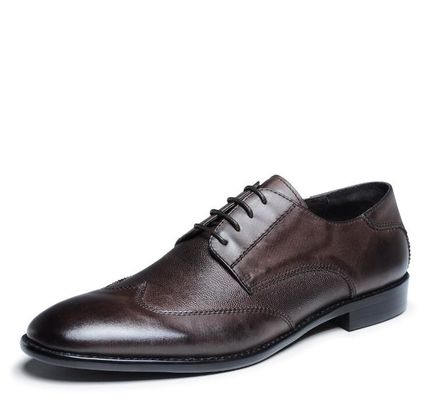 Giày chống trượt Italy Xách tay Oxford, Da nguyên hạt Đàn ông Giày trang phục màu nâu