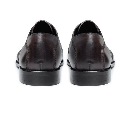Giày chống trượt Italy Xách tay Oxford, Da nguyên hạt Đàn ông Giày trang phục màu nâu