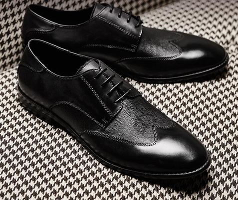 Giày chống trượt Italy Xách tay Oxford, Da nguyên hạt Đàn ông Giày trang phục màu nâu