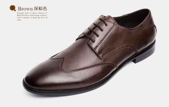 Giày chống trượt Italy Xách tay Oxford, Da nguyên hạt Đàn ông Giày trang phục màu nâu