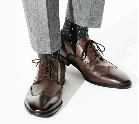 Giày chống trượt Italy Xách tay Oxford, Da nguyên hạt Đàn ông Giày trang phục màu nâu