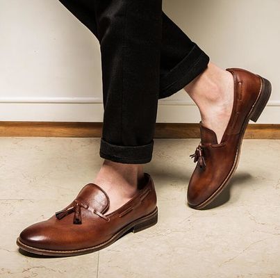 Dây lên Flat Heel Đàn ông Trượt trên giày thể thao cao trên / thấp cắt giày thể thao da mềm