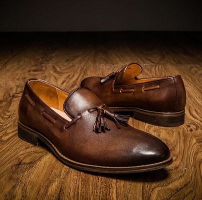 Dây lên Flat Heel Đàn ông Trượt trên giày thể thao cao trên / thấp cắt giày thể thao da mềm