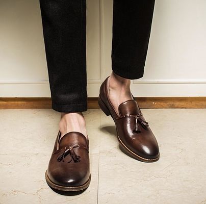 Dây lên Flat Heel Đàn ông Trượt trên giày thể thao cao trên / thấp cắt giày thể thao da mềm