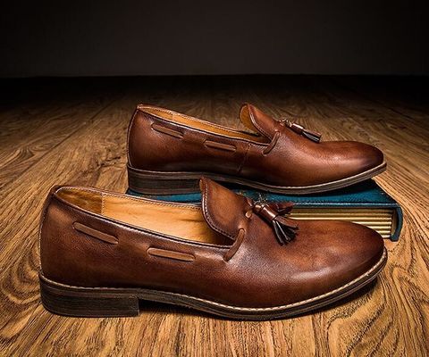 Dây lên Flat Heel Đàn ông Trượt trên giày thể thao cao trên / thấp cắt giày thể thao da mềm