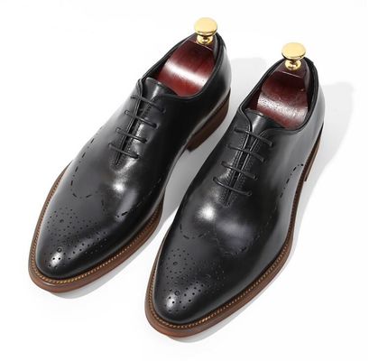 Tay chế tác bằng sáng chế đám cưới nam giới da quần áo giày Oxford phong cách với màu đen sọc