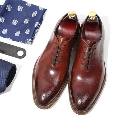 Tay chế tác bằng sáng chế đám cưới nam giới da quần áo giày Oxford phong cách với màu đen sọc