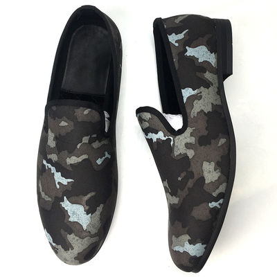 Đàn ông thêu màu đen Suede Loafers Giày cao cấp da cừu Giày mặc