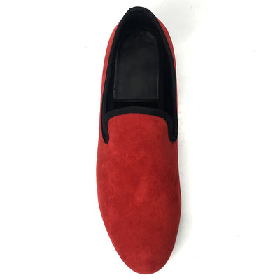 Phong cách Hoàng gia Đàn ông Slippers Velvet thêu Đàn ông Velvet Burgundy Loafers