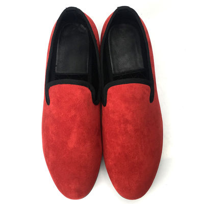 Phong cách Hoàng gia Đàn ông Slippers Velvet thêu Đàn ông Velvet Burgundy Loafers