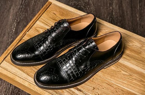 Giày da cá sấu Patina cho nam giới, Brogue Wingtips Giày da nam giới kỳ lạ