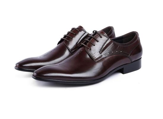 Nhãn hiệu Wingtip Oxford Luxury Mens Da Dress Shoes, Giày da chân chính được chạm khắc