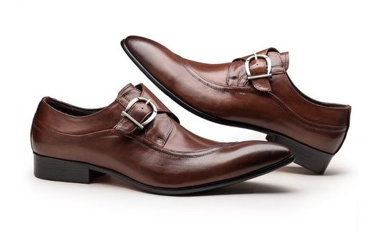Round Toe Đen Derby Đàn ông giày da với Buckle banquet Oxford