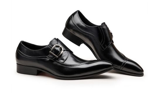 Round Toe Đen Derby Đàn ông giày da với Buckle banquet Oxford