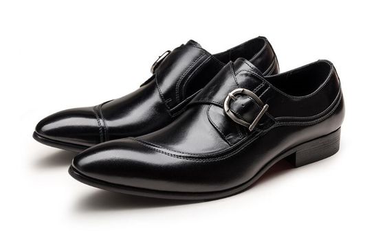 Round Toe Đen Derby Đàn ông giày da với Buckle banquet Oxford