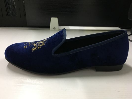 Chất liệu bền Mens Velvet Loafers Round Toe Mens Blue Suede Slip On Shoes