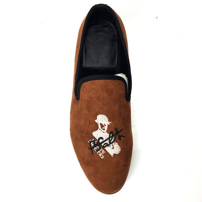 Orange Mens Velvet Loafers mặc chống thấm thở thoải mái Loafers da