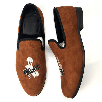 Orange Mens Velvet Loafers mặc chống thấm thở thoải mái Loafers da