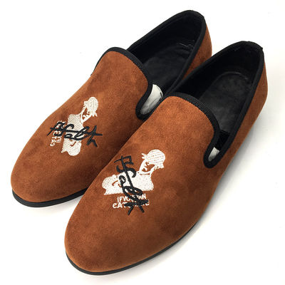 Orange Mens Velvet Loafers mặc chống thấm thở thoải mái Loafers da