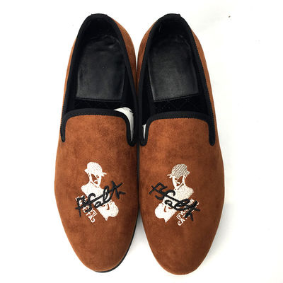 Orange Mens Velvet Loafers mặc chống thấm thở thoải mái Loafers da
