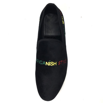 Mặc chống đàn ông Velvet Loafers Casual Da đen Loafers giày