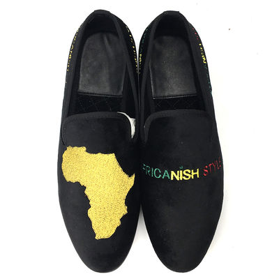 Mặc chống đàn ông Velvet Loafers Casual Da đen Loafers giày