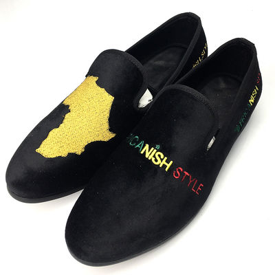 Mặc chống đàn ông Velvet Loafers Casual Da đen Loafers giày