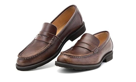 Những người đàn ông có hơi thở màu nâu Penny Loafers, giày da thật Loafers