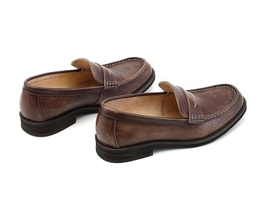 Những người đàn ông có hơi thở màu nâu Penny Loafers, giày da thật Loafers