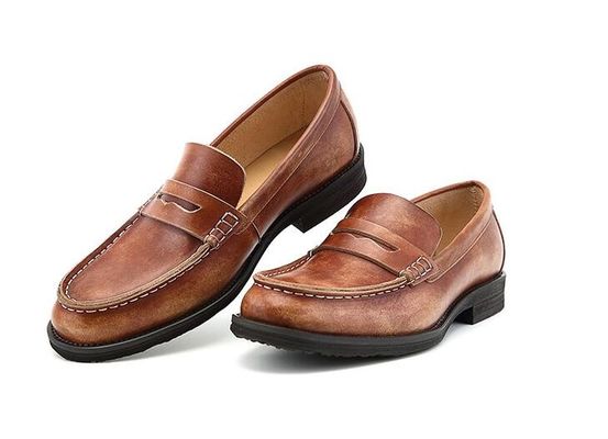 Những người đàn ông có hơi thở màu nâu Penny Loafers, giày da thật Loafers