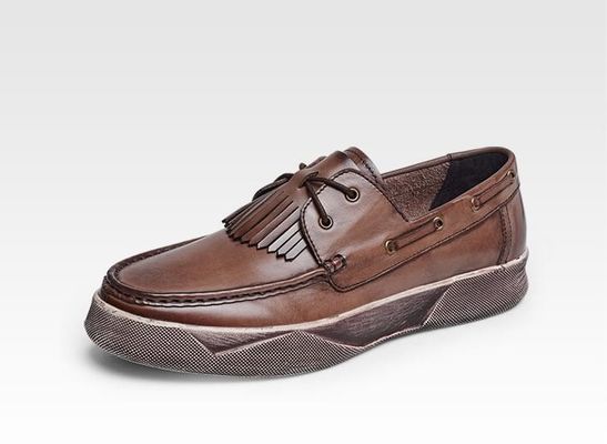 Retro Casual Đàn ông giày sàn Đàn ông tùy chỉnh Da lái xe Loafers với Tassels