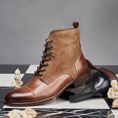 Thời trang bền màu sắc mùa đông da nam giới phong cách quân sự giày chống nước
