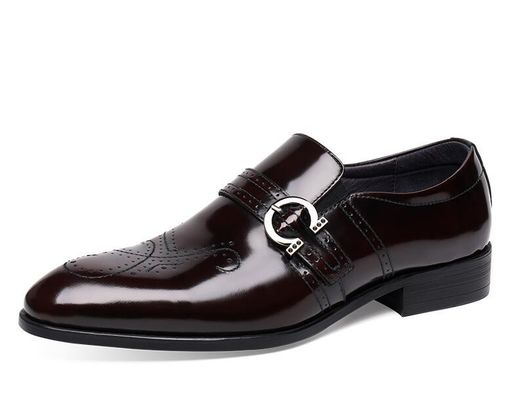 Giày mặc đàn ông làm bằng tay thoải mái Đen Italy Monk Strap Giày đàn ông