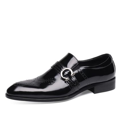 Giày mặc đàn ông làm bằng tay thoải mái Đen Italy Monk Strap Giày đàn ông