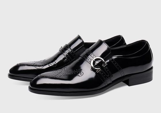 Giày mặc đàn ông làm bằng tay thoải mái Đen Italy Monk Strap Giày đàn ông