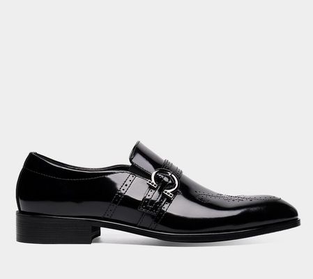 Giày mặc đàn ông làm bằng tay thoải mái Đen Italy Monk Strap Giày đàn ông