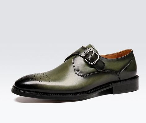 Oxford da đàn ông Buckle giày giày màu xanh lá cây / Đen Gentleman giày giày