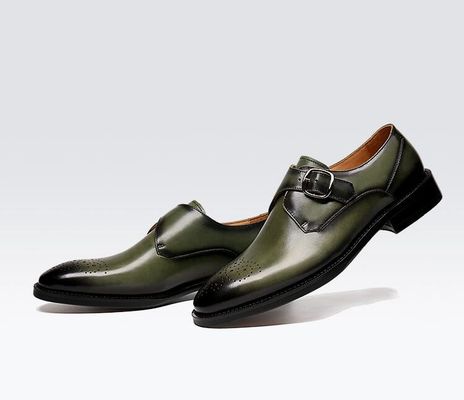 Oxford da đàn ông Buckle giày giày màu xanh lá cây / Đen Gentleman giày giày