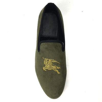 Quân đội màu xanh lá cây Đàn ông Velvet Loafers Đàn ông Hít vào Giày mùa hè