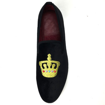 Đàn ông màu đen sang trọng Velvet Loafers Round Toe Breathable cho bữa tiệc / buổi tối