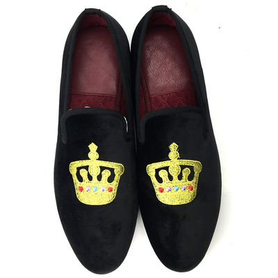 Đàn ông màu đen sang trọng Velvet Loafers Round Toe Breathable cho bữa tiệc / buổi tối